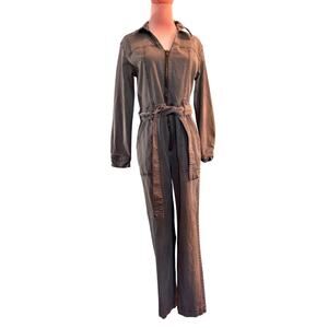 Universal Thread Jumpsuit Zipper with Tie Belt 2 Pockets Cotton Blend Gray 8